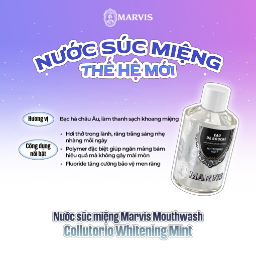 NƯỚC SÚC MIỆNG MARVIS MOUTHWASH WHITENING MINT 400ML